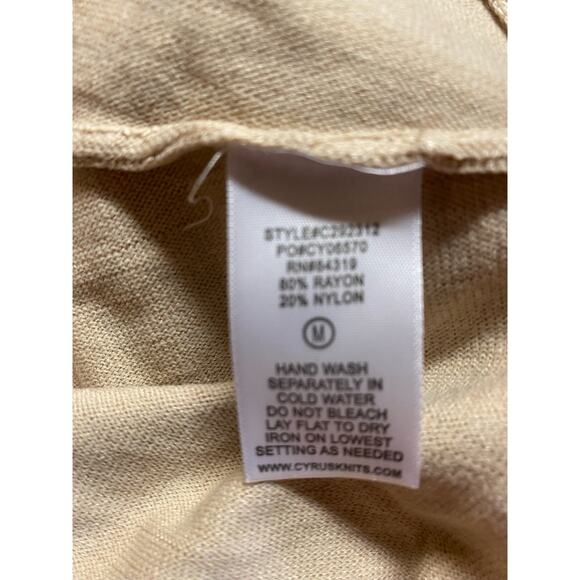 Cyrus Knits Women's Size Medium Bone Cream Oat Tan Long Sleeve Blouse NWT - Picture 6 of 6
